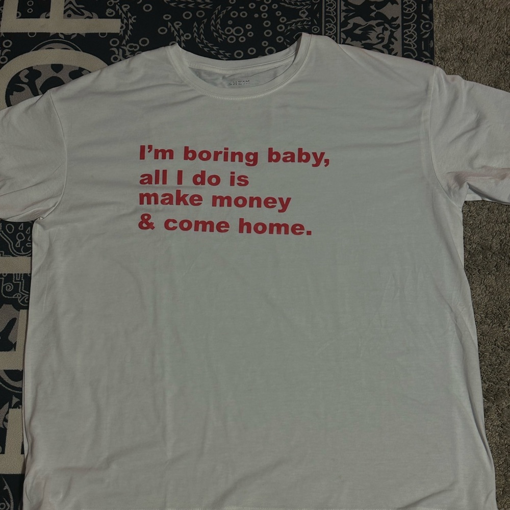 SHEIN White T-Shirt with Red Text